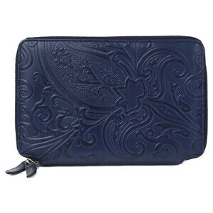 ETRO Margotto Organizer Double Zip Second Bag Clutch Navy Men's